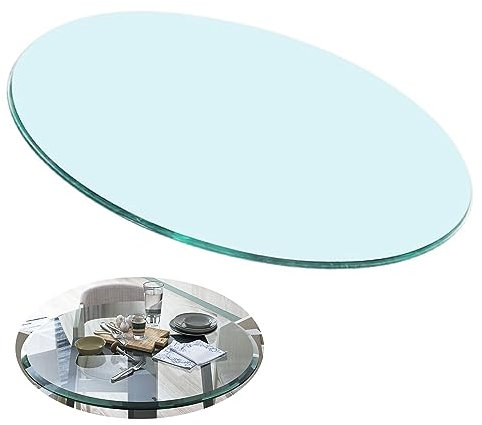 SAGIDAR Mesa Comedor Redonda, Superficie Redonda De Mesa De Cristal, para Mesa De Centro, Borde Pulido Plana, Multiusos para La Oficina En Casa Encimera De Cristal, 40CM 48CM 65CM 78CM 90CM