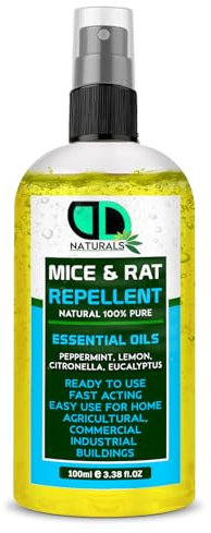 MICE & Rat Insect Repellent with Peppermint, Lemon, Eucalyptus & Citronella Essential Oil - Body Oil Deet Free (100ml Spray)