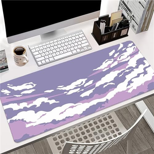 Tapis de Souris Gaming XXL 700x300mm,Grand Tapis de Souris,Tapis de Souris à Bords Cousus,Base en Caoutchouc antidérapante,sous-Main Bureau Gamer Extra Large en Tissu - Guitare Violette
