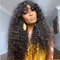 Echthaar Perücke Brasilianische Kinky Curly Human Hair Wigs For Women Curly Human Hair Wigs With Bang Lockiges 150% Density Menschliches Haar Perücke Mit Pony Wigs 26 Zoll