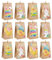 BOFUNX 12pcs Ostertüten zum Befüllen, Geschenktüten zu Ostern Kraftpapiertüten mit 6 Blätter Osteraufklebern & 12pcs Mini-Holzklämmerchen für DIY Basteln und Verschenken