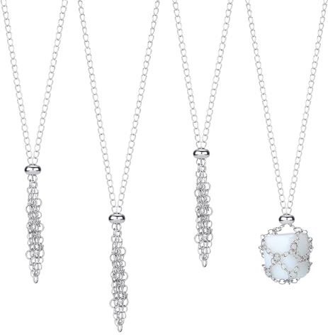 WEWAYSMILE 3 pièce Cage Support En Cristal, Collier Porte-Cristal Fait À La Main, Porte-Collier En Pierre, Pierres Précieuses Quartz Pour Femmes Et Hommes (Longueur D'Environ 17.2 pouce/43.8cm)