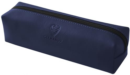 GERMANUS Federmäppchen Schlamper, Leder - Made in EU (Blau)