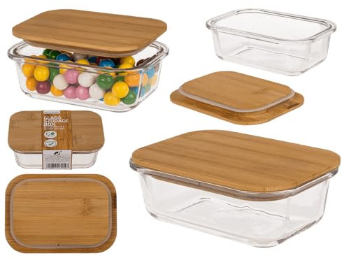 Out of the blue Glas-Vorratsdose, für 360 ml, ca. 15 x 11 cm, mit Bambusdeckel &t Silikondichtungsring