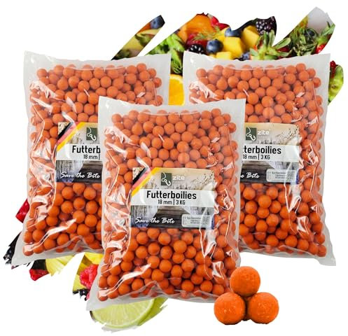 Zite Fishing Futter-Boilies Karpfen-Angeln 18mm - Verschiedene Aromen - 3x3kg Angel-Futter zum Anfüttern - Tutti Frutti bis Muschel (Tutti Frutti)