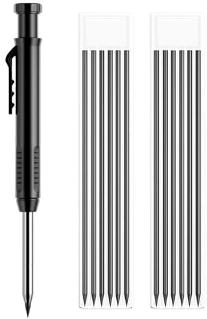 Rybtd Mechanische Zimmermannsbleistifte mit 12 Minen 2.8mm Bleistift Baustelle mit Eingebautem Spitzer,Solide Zimmermannsbleistifte Druckbleistift zum Zeichnen von Holzbearbeitungskonstruktionen