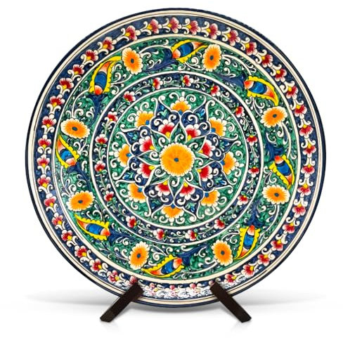 ZARENHOFF KaraKalam R2 Lagan Ljagan Teller Rishtan Rischtan Handarbeit Keramik Ляган Plate Handgemalt Keramikteller Oriental Kazan Schale (42 cm)