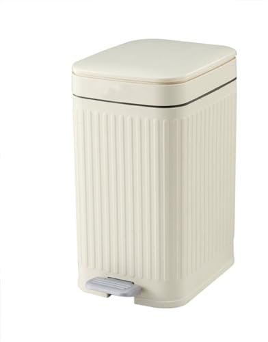 Poubelle à Pédale Rectangulaire Étroite en Plastique 10L AURA Blanc