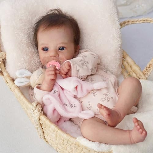 Zero pam Reborn Baby Dolls - 48 CM Realistic Baby Doll Silicone Vinyl Doll Soft Cloth Body With Hair, Eyes Open Handmade Toys For Kids Age 3+, With Feeding Accessories