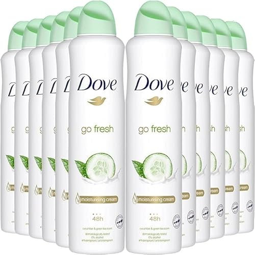 6 Pezzi Dove Deodorante Antitraspirante Spray Go Fresh Maxi cetriolo verde Tea deodorante, Max Formato 150 ml, 48 ore,