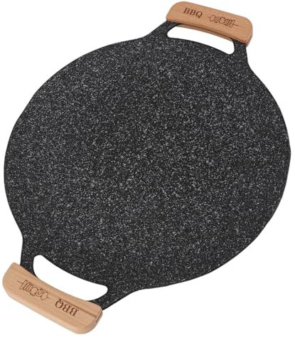 Poêle à Griller Coréenne, 38cm Poêle à Barbecue Plate en Fonte, Plaque de Cuisson Ronde Antiadhésive Comales Para Tortillas pour Cuisinière à Gaz