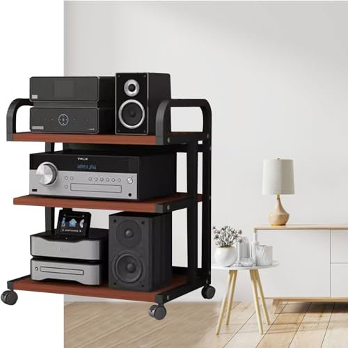 Audio rack hifi regal 3 4-Tier AV-Medien-Schrank Ständer Komponentenkabinett, Wohn-/ Spiel-/ Aufnahmeraum Freistehend Audio Stereo Rack/ Lautsprecherregal, Multifunktional Audio Rack Stand Tower(D,3 T