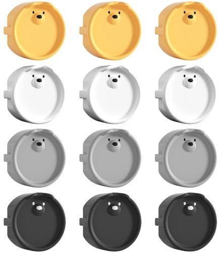 DBAILY 12 Pièces Sécurité Enfant, Cache-prise, Protège-prise Bébé Qui S'adapte Avec, Protège-Prise Sécurité Enfant, Noir, Blanc,Gris, Jaune
