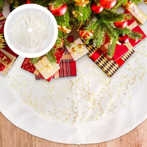 90cm Weihnachtsbaum Rock Plüsch, Weihnachtsbaum Decke Runde, Weiß Weihnachtsbaum Rock, Runder Christbaumständer Dekoration Teppich für Weihnachten Holiday Indoor Dekorationen
