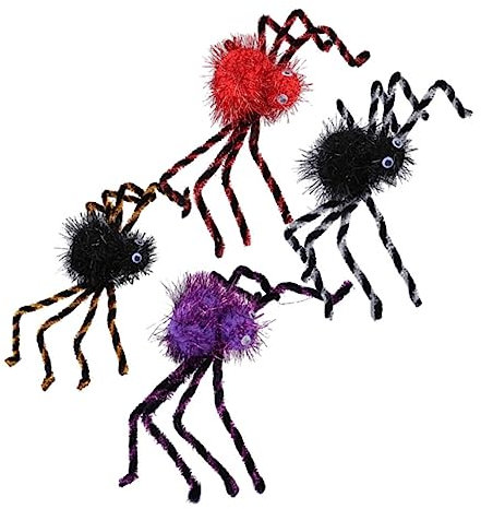 Gogogmee 1 Satz 4 STK Spinne Chucky Plüsch -Plüsch Plüsch Halloween Scherzartikel Halloween Dekoration Spielzeug Halloween-Zubehör Halloween-Dekoration Polypropylengarn