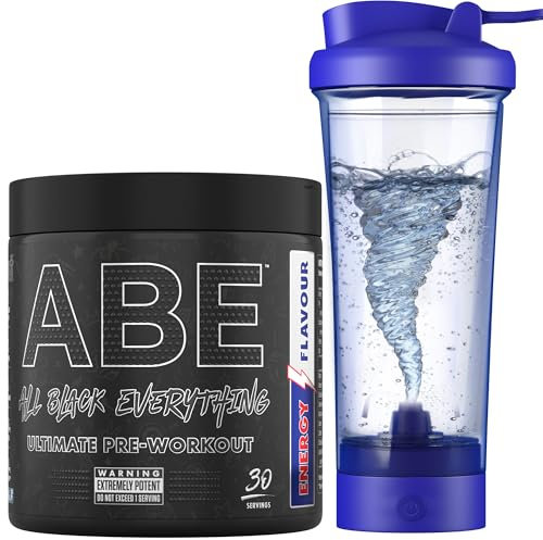 Applied Nutrition Bundle ABE Pre Workout 375g + Electric Shaker | All Black Everything Pre Workout Powder, Energy Drink, Physical Performance, Creatine, Beta Alanine, Caffeine (Energy Flavour)