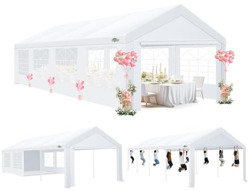 COBIZI Partyzelt 3x9,Metall Gestell Gartenzelt,Pavillon Wasserdicht verdickte PE-Plane,Robustes Zelt mit Vier Windleinen,UV-Schutz 50+, Große Luxus Hochzeitszelt Gartenpavillon 27m²,Weiß