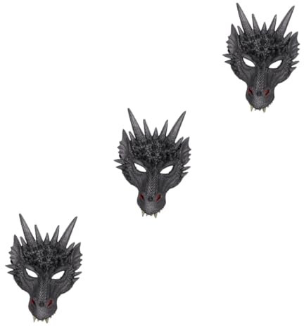 ibasenice 3 Stk Drachenmaske für Halloween Kostümzubehör Drachenmaske Kostümzubehör Tiermaske Halloween abgetrennte Finger halloween 3d Drachen halb Halloween-Maske Party-Drachenmaske Black