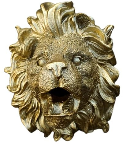 Bec verseur de fontaine - Fontaine murale en forme de lion - Décoration de jardin d'eau et d'étang - Ornements de fontaine d'eau en résine naturelle - Art mural - Arroseur pour l'intérieur et