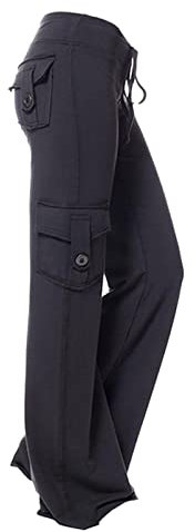 Pantaloni Cargo a Gamba Larga Svasati per Donna Estate Autunno Pantaloni Larghi Pantaloni da Donna 2025, Z-579 Nero, 4XL