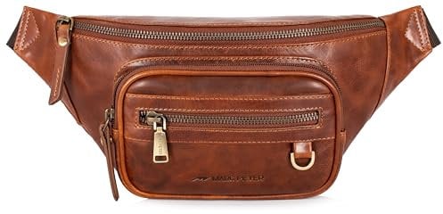 Marc Peter® Varadero Leder Bauchtasche Waxy Bräune | Gürteltasche Leder Bauchtasche mit Wechselgurt | Crossbody Leder Bag | Hüfttasche Leder | Hip Bag | Leder Gürteltasche | Crossbag