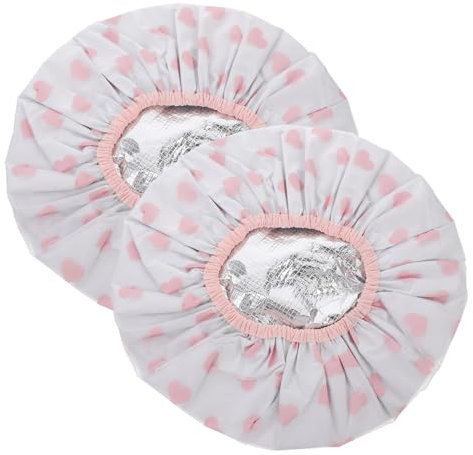 OHPHCALL 2pcs Double Layer Hair Cap for Women Self Heating Baking Oil Cap Reusable Satin Bonnet