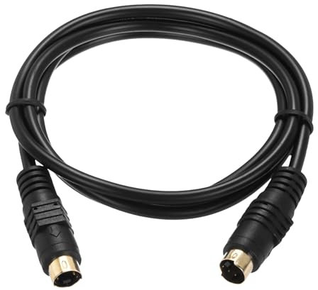 sourcing map S Video Cable 3.3ft, Mini DIN 4 Pin S-Video Cable Male to Male Gold Plated Connector Transfer for TV Receiver Monitor S-VHS VCR DVD