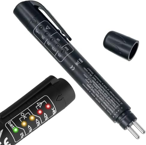 Bremsflüssigkeit Flüssigkeitstester Stift - Kfz -Bremsbremsflüssigkeitstester Pen | Diagnosebremsen Teststift | Frostschutzmittel Mit LED -Indikatoranzeige | Flüssigkeitsöl -Feuchtigkeitsanalysator Fü