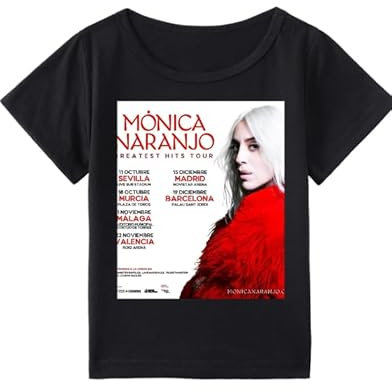 Genérico Camiseta Monica Naranjo Musica años 90 T-Shirt Monica Naranjo Gira Merchandasing T - Shirt Monica Naranjo