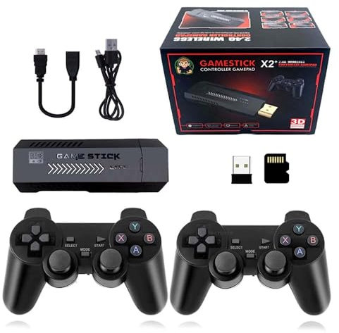 Console per Giochi Retro, X2 Plus Game Stick Retro Console con Doppio Controller Wireless, Oltre 20000 Giochi, per Tutti i televisori hdmi arcade videogioco regalo bambini adulti
