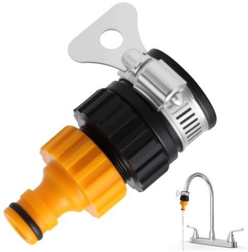 Outer 16mm Kitchen Tap Hose Connector, Inner 12mm Adjustable Collar Hose Pipe Connector Removable Rubber Plastic Durable Leak-Proof Universal Tap Connector for Pipe for Garden, Bathroom & Indoor Use