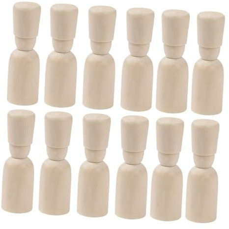 Housoutil 12stücke Holzpuppen Zum Selbermachen Als Bastelzubehör Und Lernspielzeug Für Junge Mädchen Mit Glatter Oberfläche Aus Holzfarbe