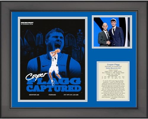 Gerahmte Cooper Flagge 2025 NBA Draft 1. Pick Dallas Mavericks Basketball 27,9 x 35,6 cm 3 Fotocollage