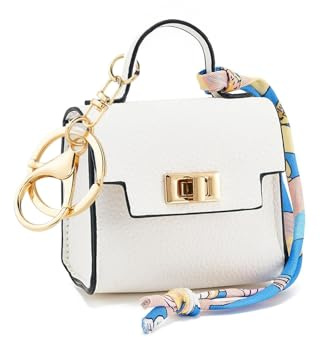 LAOYEFACAI Mini Porte-clés Mini Sac à Main Porte-Monnaie Porte-clés créatif pour Femmes Trousse de Maquillage Porte-Monnaie à Fermeture éclair (White)
