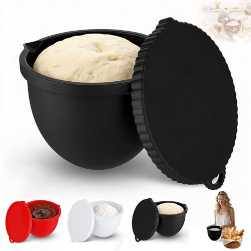 3 Bols Mélangeurs en Silicone, Compatibles avec Kitchenaid Accessoires, Bols Mélangeur 5Qt avec Couvercle, Anti-Affaissement Renforcé, Empilables avec Échelle de Mesure, pour Pâte, Pâtisserie