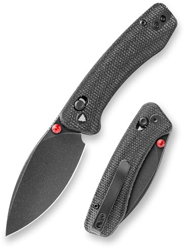 TRIVISA-Koala Taschenmesser, 65MM N690-Stahlklinge in Roségold, Kompaktes Edc Messer mit Gürtelclip für Outdoor Jagd Camping (Schwarzes Micarta)