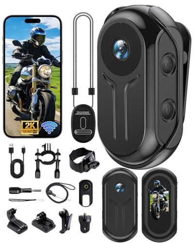 Zorvita Action Cam con WiFi 2K Ultra-HD, Mini Body Cam con Registrazione, Telecamera Moto con Grandangolo da 120° con schermo, Videoregistratore indossabile a mani libere per Vlog Bicicletta