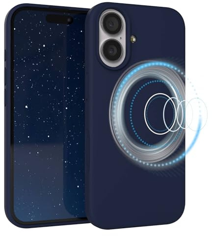 EAZY CASE Magnetische Silikon Hülle für iPhone 17 - MagSafe-kompatibel, Premium-Liquid-Silikon, Stoßfest, Kameraschutz, Mikrofaser-Innenfutter, Slim Cover Handyhülle Bumper - Nacht Blau