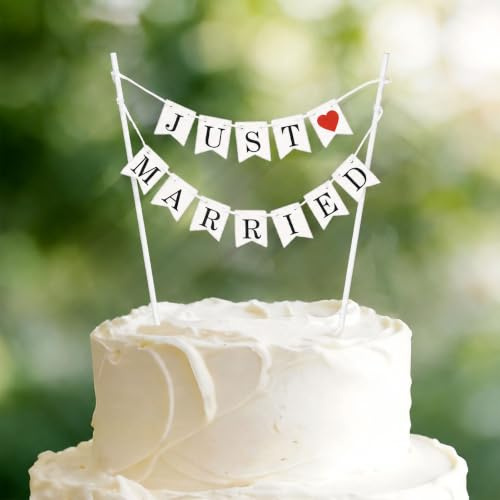 COMOOKA Cake Topper Just Married Tortendeko Hochzeit Kuchengirlande | Just Married Deko Torte, Mini Just Married Girlande Hochzeit, Cake Topper Wedding, Hochzeitstorte Deko, Kuchendeko Hochzeit