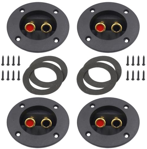 FESTFENDS 4pcs round Speaker Box Terminal Connectors Quick Disconnect and Easy to Install Features, Abs and Zinc Alloy Material, Suitable for Subwoofer Box and Speaker in Car and Home