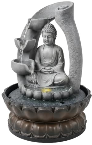 Fontaine de Table Bouddha, Fontaine Zen d'intérieur avec Statue de Bouddha | Fontaine d'intérieur, Pompe à eau Silencieuse, Décoration en Résine pour Salon, Décoration Feng Shui pour Maison, Bureau
