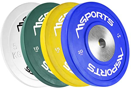 MSPORTS Olympia Hantelscheiben 2er Set Professional Lochdurchmesser 51 mm - Studio Qualität - Gusseisen - Gummiummantelt 5-20 kg Hantel (20 kg - Königsblau)