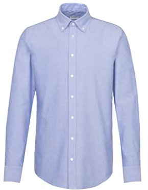 Seidensticker Herren Slim Langarm mit Button-down Kragen Soft Uni Smart Business Businesshemd, Blau (Blau 13), 37