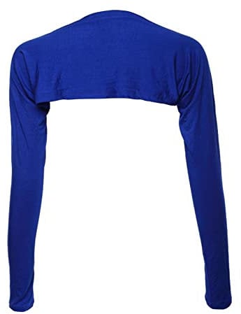 Damen Bolero – Lange Ärmel Offen Cropped Cardigan Einteiler Lange Ärmel Armabdeckung Hijab, blau, Einheitsgröße