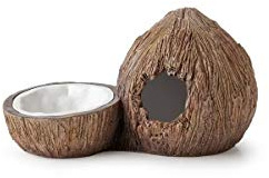 Exo Terra Exo Terra Tiki Hide & Water Dish,Brown,2 count (Pack of 1) 14 x 23 x 14 cm; 330 Grams