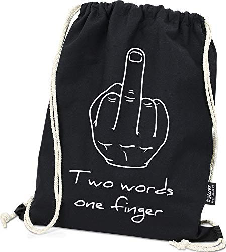 Hashtagstuff® Turnbeutel mit Sprüchen Designs auswählbar Kordel Schwarz Spruch Rucksack Jutebeutel Sportbeutel Gymbag Beutel Hipster Finger