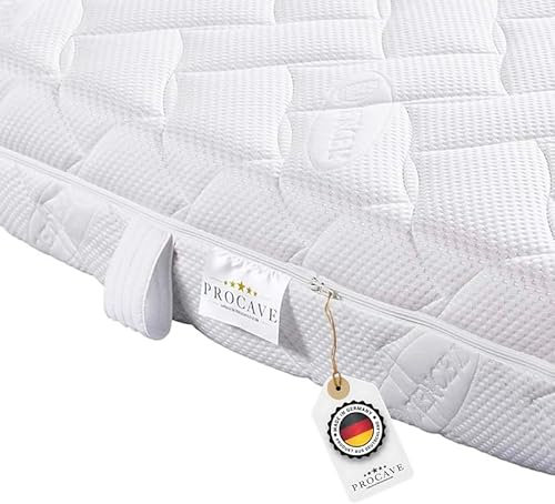 PROCAVE Lyocell Matratzenbezug versteppt, mit 4-Seiten Reißverschluss und 4 Handgriffen, 100% aus Deutschland in 180x200 cm für Matratzen-Höhe 24cm