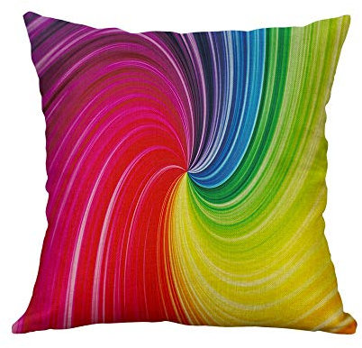 Xmiral Kissenhüllen Kissenbezüge Baumwolle Leinen 3D Regenbogen Geometrische Drucken 45 X 45cm Quadratischer Sofakissen Kopfkissenbezug(D)