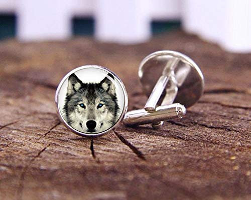 Death Devil Manschettenknöpfe, Wolf-Manschettenknöpfe, arktischer Wolf, personalisierbare Manschettenknöpfe, individuelle Tiere, Geek-Hochzeitsgeschenke, Wölfe-Schmuck, Wolf-Krawattennadel, Geschenk