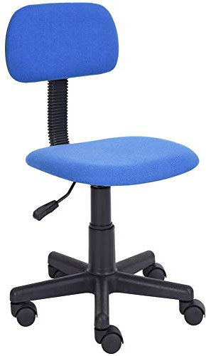 BAKAJI Sedia Poltrona Poltroncina Operativa con 5 Ruote Piroiettanti Ufficio Cameretta Stanzetta in Tessuto Nero Regolabile con Schienale Imbottito (Blu)